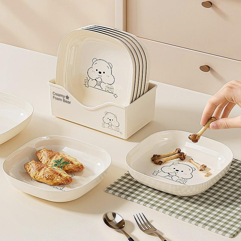 Tapioca Bear Storage Tray, Cute Cartoon Design Organizer Plate, Perfect for Snacks & Desserts, Ideal Gift for Kids & Adults