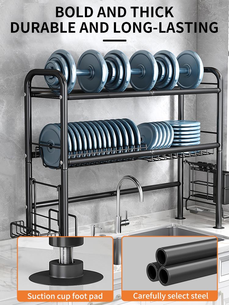 【Holiday Deals】MiAoLi Over Sink Rack Kitchen Over The Sink Dish Drying Rack Organizer Large Space Saving Dish Drainer Countertop Dishes Rack On Counter Caddy Utensil Metal Organizer 1&2 Tiers 1Tier
