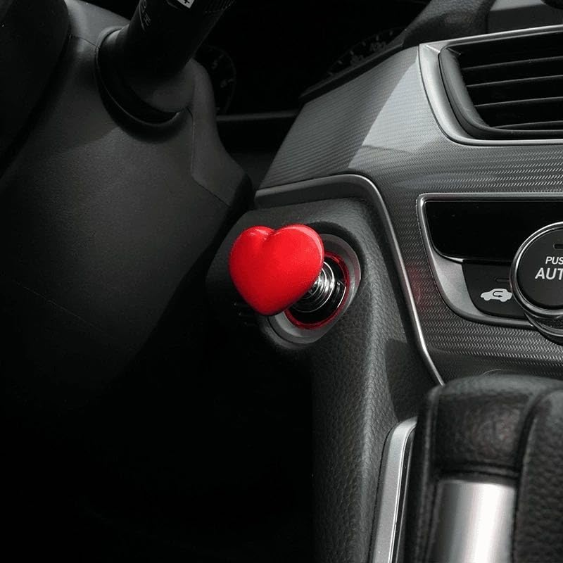 Car One-Button Start Button with Joystick, Interchangeable Knob, Engine Start/stop Lever, Full Metal Ball Cover, Decorative Accessories, Heart Shape