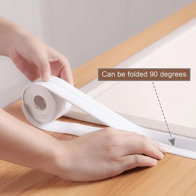 Vit Vattentät Tätningstejp 3,2 m Självhäftande Tätningstejp för Badrum Kökshandfat Toalett Badkarskanter Enkel Applicering & Hållbarhet