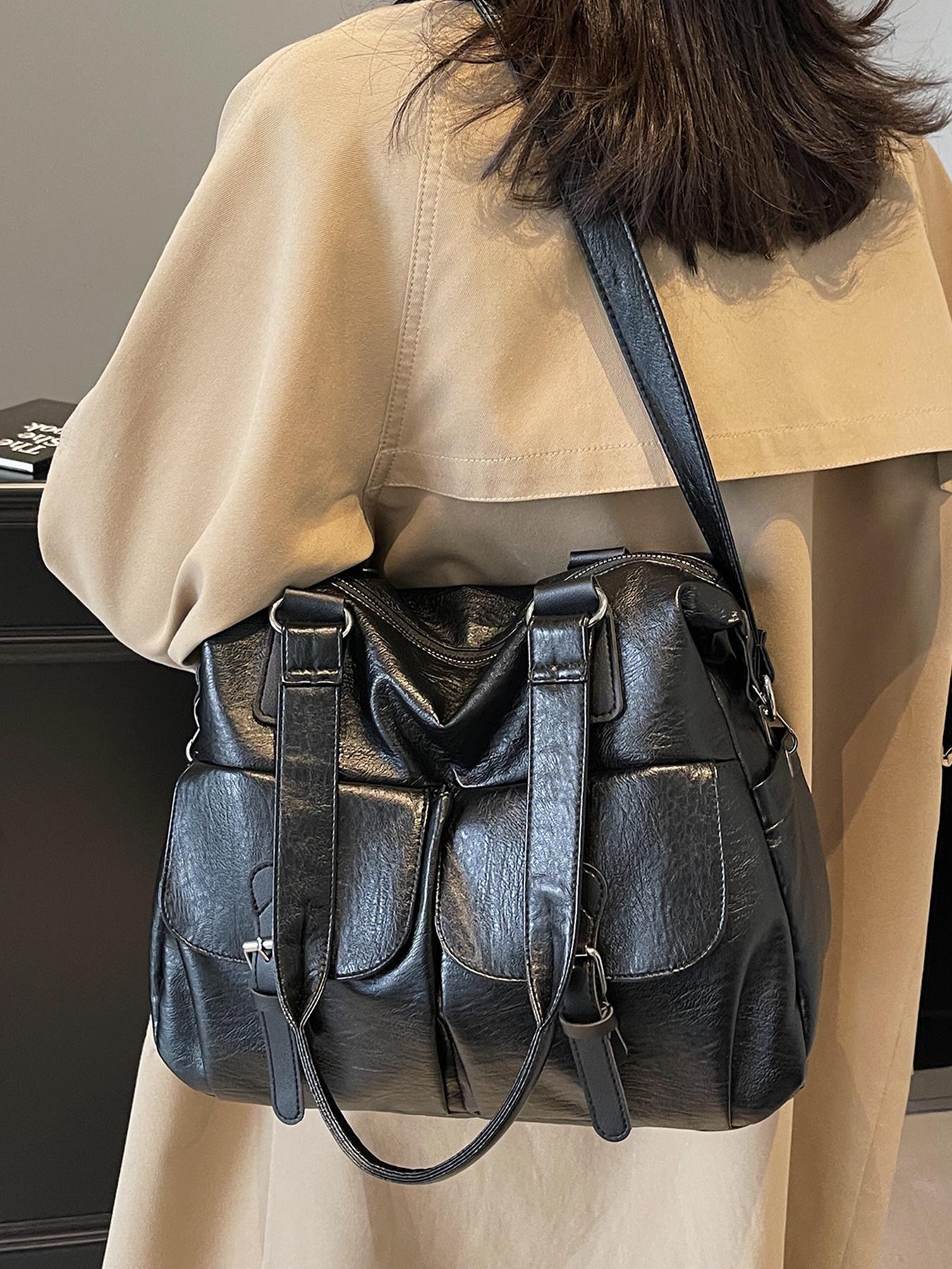 Retro casual shoulder messenger bag, solid color tote bag, casual simple shoulder bag, fashionable and versatile travel bag, elegant commuter bag, suitable for daily commuting, travel, office workers commuting and other scenarios.