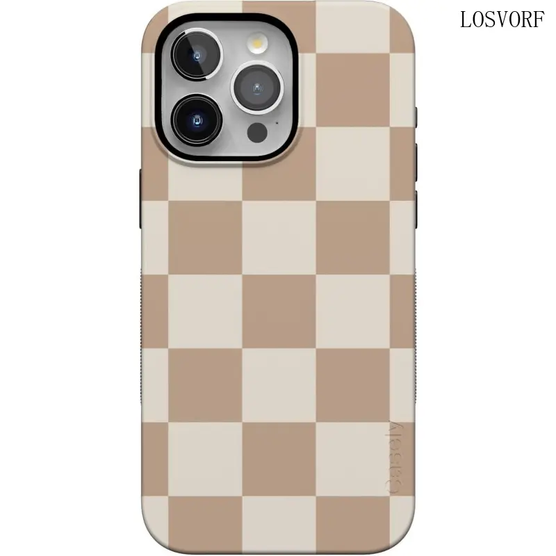 [Magnetic Compatible]Casely iPhone 17 16 15 14 13 12 |   Fit Check |   Neutral Checkerboard |   Bold Protective Design |   Compatible with Magnetic