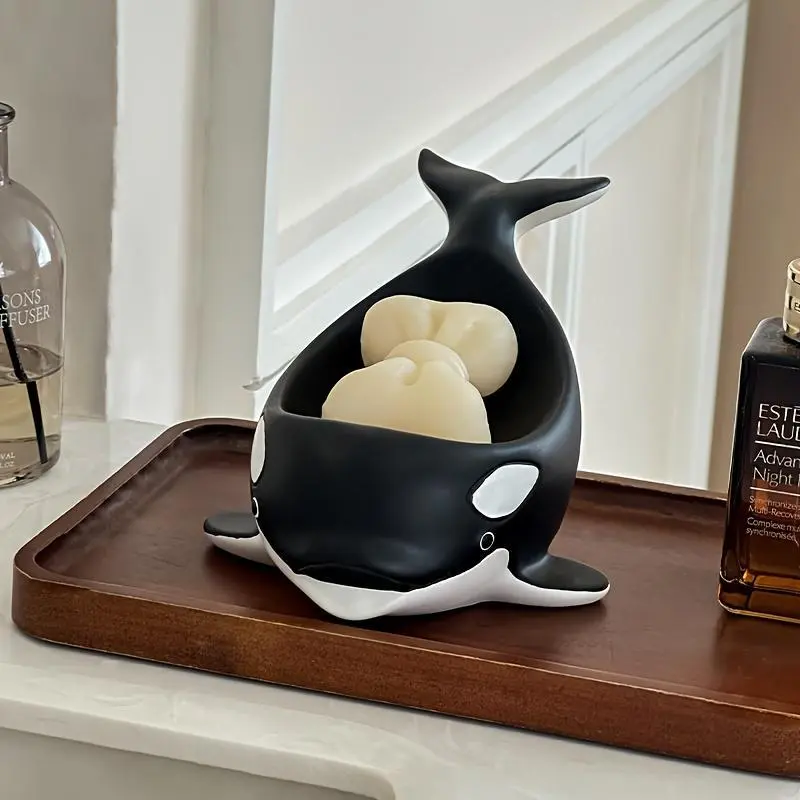 1pc Creative Design Cute Animal Whale Resin Soap Dish, Soap Tray for Home, Bathroom Drain Soap Holder