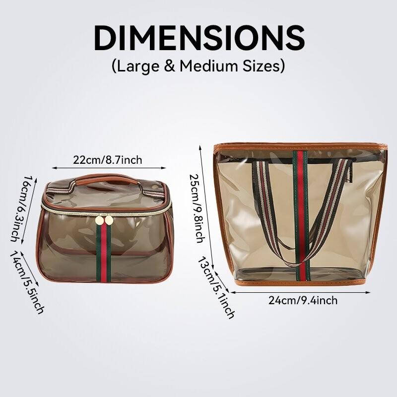 Waterproof Semi-Transparent Storage Bag, Transparent Vanity Bag, Clear Cosmetic Bag, Makeup Pouch, Wide Handle Design, Non-Slip, Fashion Luxury Gift, Suitable for Toiletries, Cosmetics, Towels, Makeup Organizer Pouch