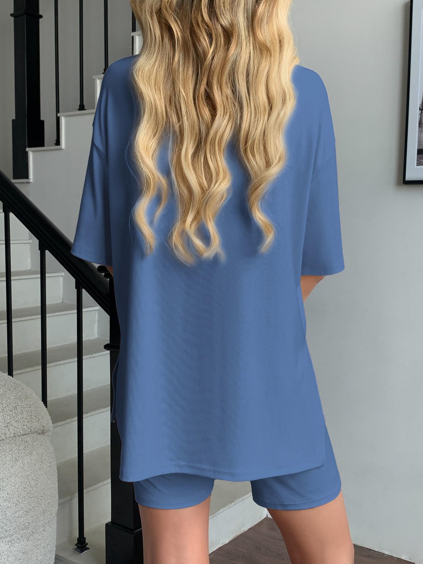 Lounge Set Cozy Mama Set, Women 2 Piece, Oversized Crew Neck T-Shirts for Comfort and Style