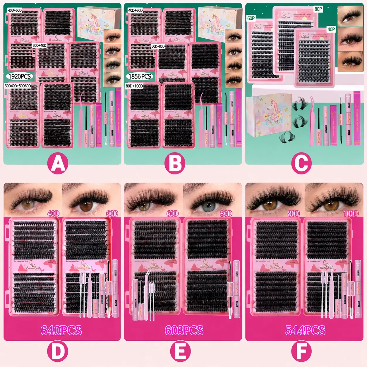 Lash Clusters Kit 10-18mm D Curl, Natural Volume Individual Beginner Friendly Eyelashes, Includes Bond & Seal Remover Applicator, Lash Glue, Perfect for Beginners, DIY at Home Lash Extension for everyday use and make up, Gift for Family and Friend
