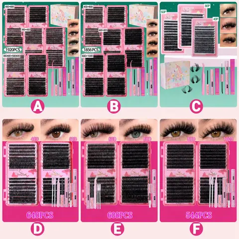 Lash Clusters Kit 10-18mm D Curl, Natural Volume Individual Beginner Friendly Eyelashes, Includes Bond & Seal Remover Applicator, Lash Glue, Perfect for Beginners, DIY at Home Lash Extension for everyday use and make up, Gift for Family and Friend