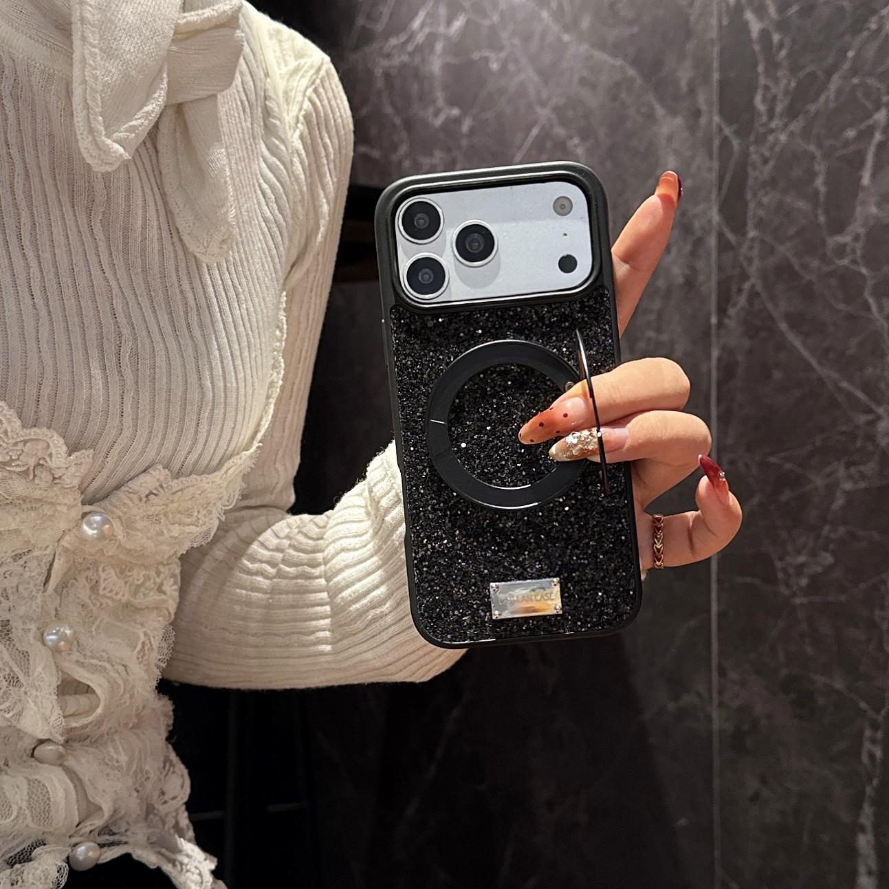 Women's Shell Compatible with iPhone 17/17 Pro/17 Pro Max, Glitter 360 Rotation Magnetic Stand, Apple Protective Case, iPhone Cover