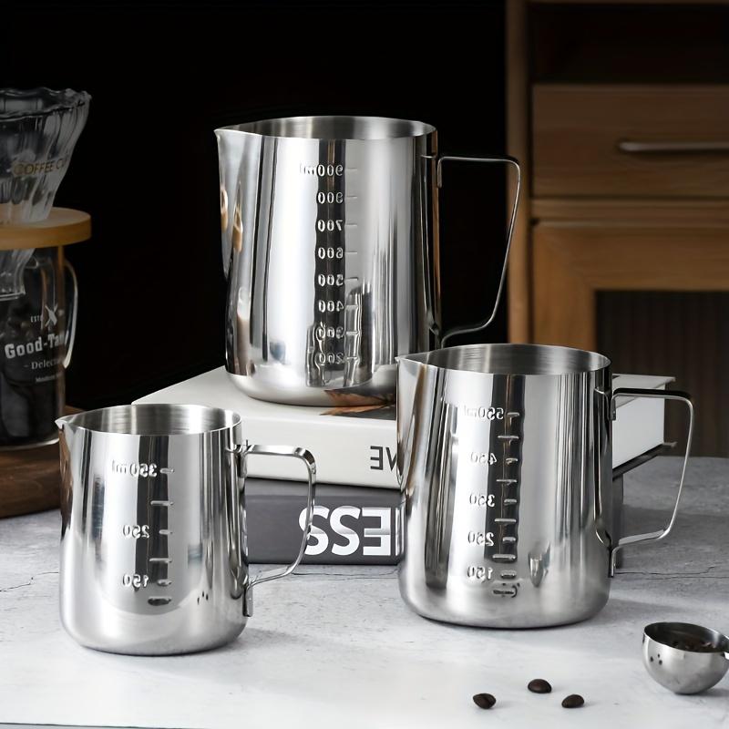 Stainless Steel Measuring Milk Frother with Volume Markings Perfect for Latte Art Coffee Decoration Home & Commercial Use