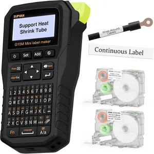 Mini Portable Label Maker Machine with Wrap Around Labels Rechargeable Battery Thermal Transfer Printer Compatible with Multi Type Label for Home