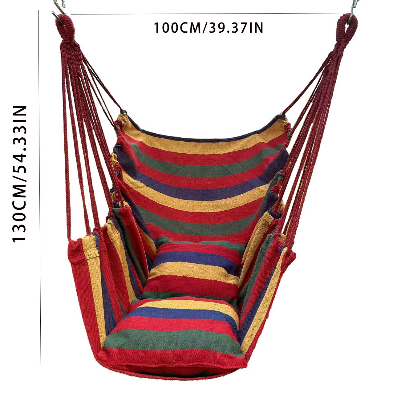 1pc Hanging Bed Swing Seat, Foldable Hammock Chair, Colorful Striped Comfortable Swing Chair, Best Camping Gear Outdoor