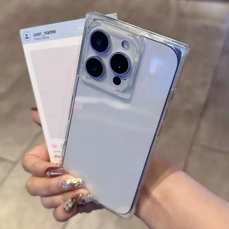Luxury Square Soft Siicone Clear Shockproof Case For iPhone 17Air 17 16 15 14 13 12 11Pro Max Plus Crystal Ice Cube Armor Cover