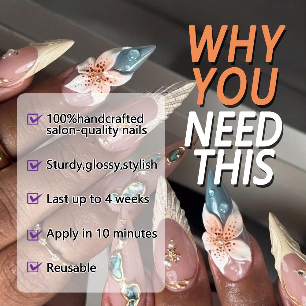 10Pcs Square Press On Nails, Y2K Cute Elegant Nail Art Fake Nails with 3D Flower, Handmade Acrylic Press On Nails, Uñas Postizas for Spring Summer, Cute Nails