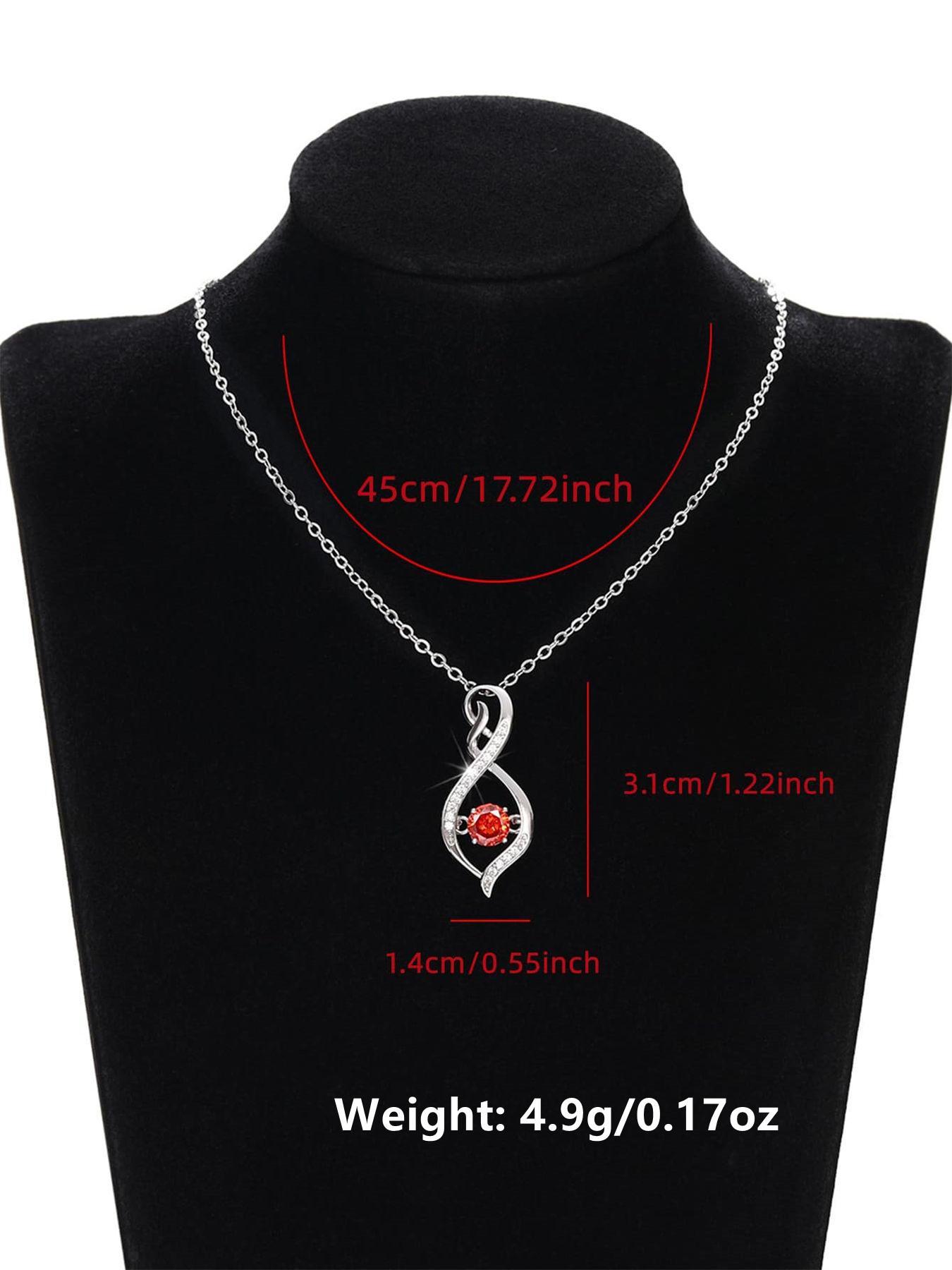 1 PC Charm Red Cubic Zirconia Necklace Pendant For Women Valentine's Day Gift Wedding Jewelry