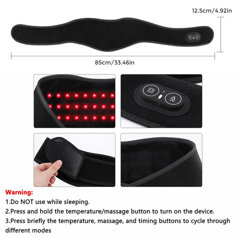 Electric Heating Neck Massager, Wireless Hot Compress Neck Wrap, 660nm & 850nm Light, 3 Vibration Levels, 3 Heating Levels, Suitable for Neck, Hands, Legs, and Wrists, Relaxation Aid