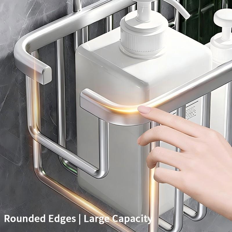 Hanging Shower Rack, No-Drill Bathroom Storage Shelf with Hooks, Rust-Resistant Shower Basket, Holds Shampoo and Conditioner, Bathroom Accessories