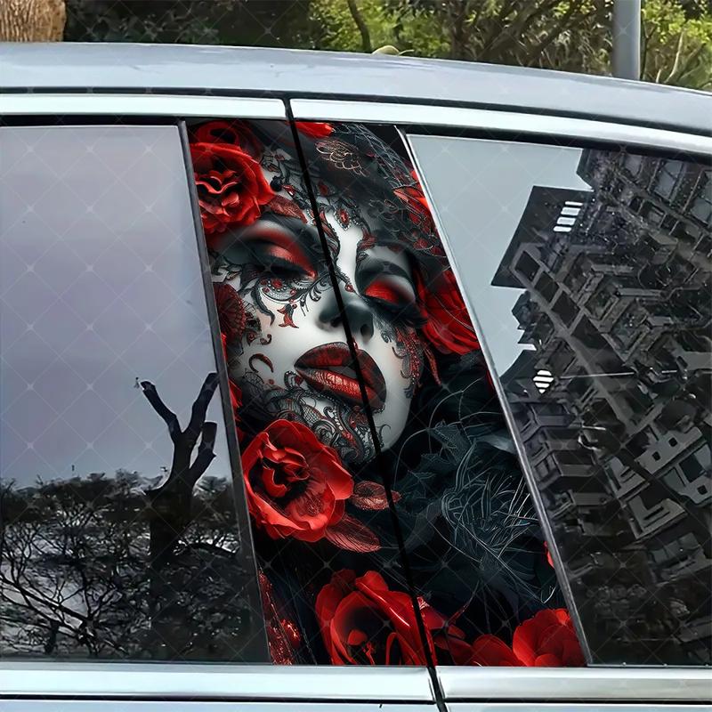 Gothic Vinyl Stickers Set, Car B Pillar Protection Decals, Easy Peel & Stick, Sunproof Waterproof Scratch Resistant, Fits All Vehicles