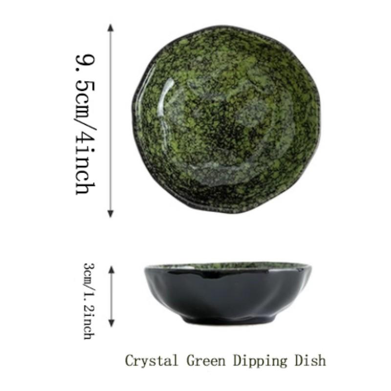 2pcs Vintage Ink Ceramic Appetizer Dishes, Elegant Matte Dinnerware, Home Crystal Dip Plates, Restaurant Condiment Bowls, Ideal for BBQ, Picnic, Daily Use