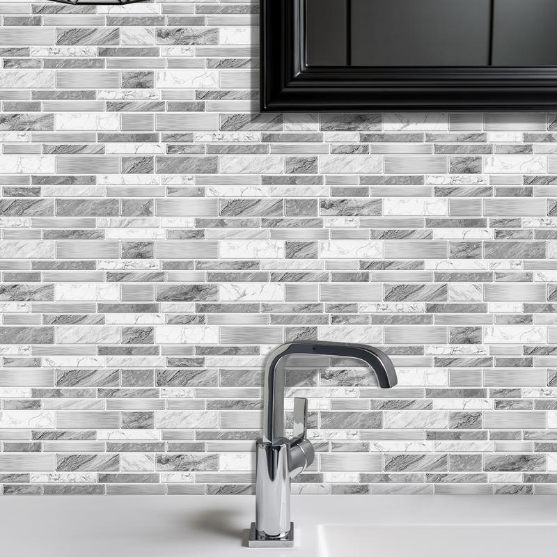 48pcs Marble Pattern Wall Sticker, Self AdhesivePeel & Stick Wall Decal, Waterproof & Oil-proof WallSticker For Kitchen Bathroom Home Office Decor