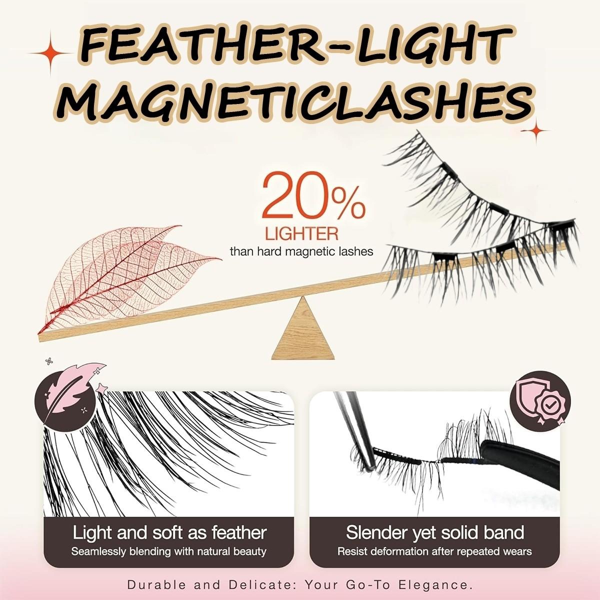 Magnetic False Eyelashes Set No Glue Needed Comfortable Soft Stem Natural Look Easy Wear Strong Magnet Reusable 1 Pair