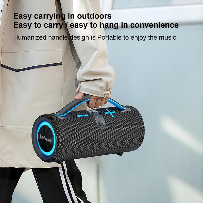 Lewinner Bluetooth Wireless Speaker, Listen to 150 Songs Continuously Without Stopping, TWS Pairing | 60W Dual Speakers | IPX5 Waterproof | Portable | Bass-Free Stereo Audio | RGB Lights | Outdoor | Christmas Gift | Smartphone Connectivity