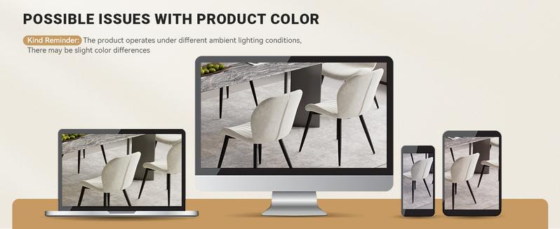 Dining Chairs Modern Velvet Dining Room Chairs Upholstered Dining Chairs with Thick Cushions Metal Legs Armless Back Chair for Kitchen and Living Room Cream