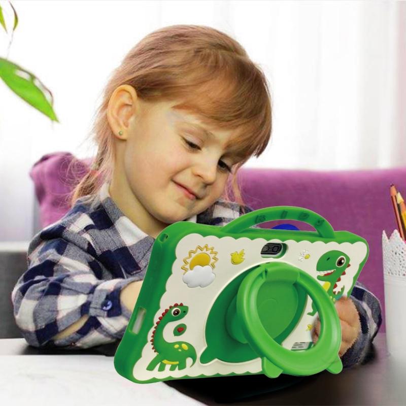 Dinosaur Kids Tablet PC 7 Inch Android System Dual Camera Quad-Core Processor 16GB Storage WiFi Bluetooth-compatible Wireless Shockproof Case Ideal Learning Entertainment Android Tablet Computer