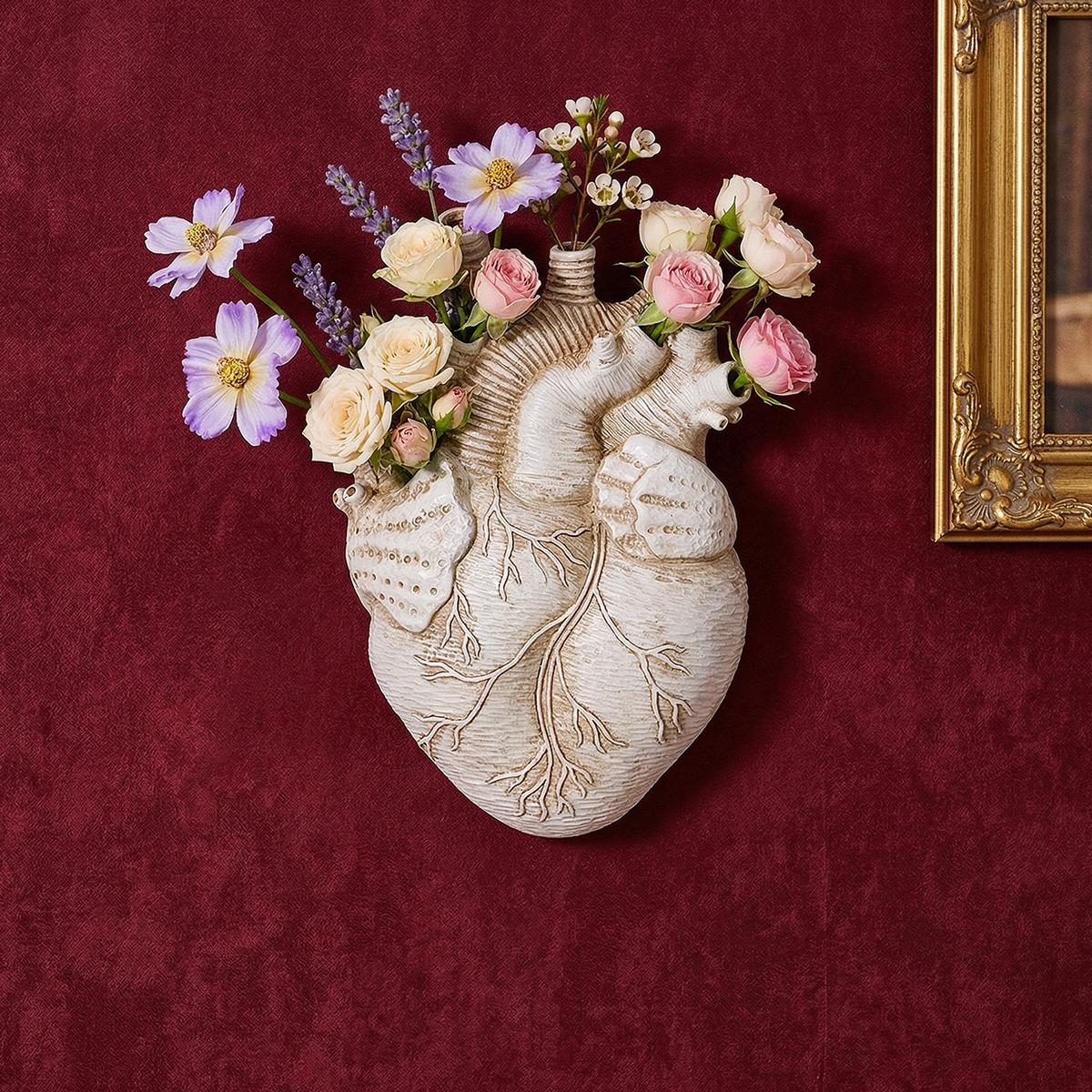 European Resin Heart-Shaped Hydroponic Hanging Decorative Vase, Modern Wall Decoration, Multi-Color Options, Home & Garden Decor