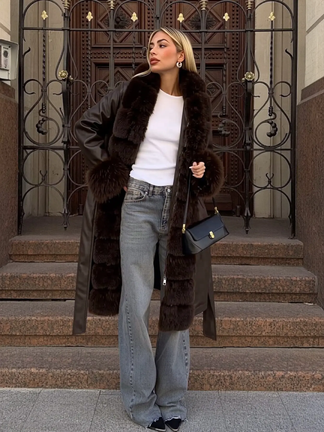 Women's Solid Color Faux Fur Trim Coat Jackets, Casual Long Sleeve  Outerwear for Fall & Winter, Women's Clothing for Daily Wear