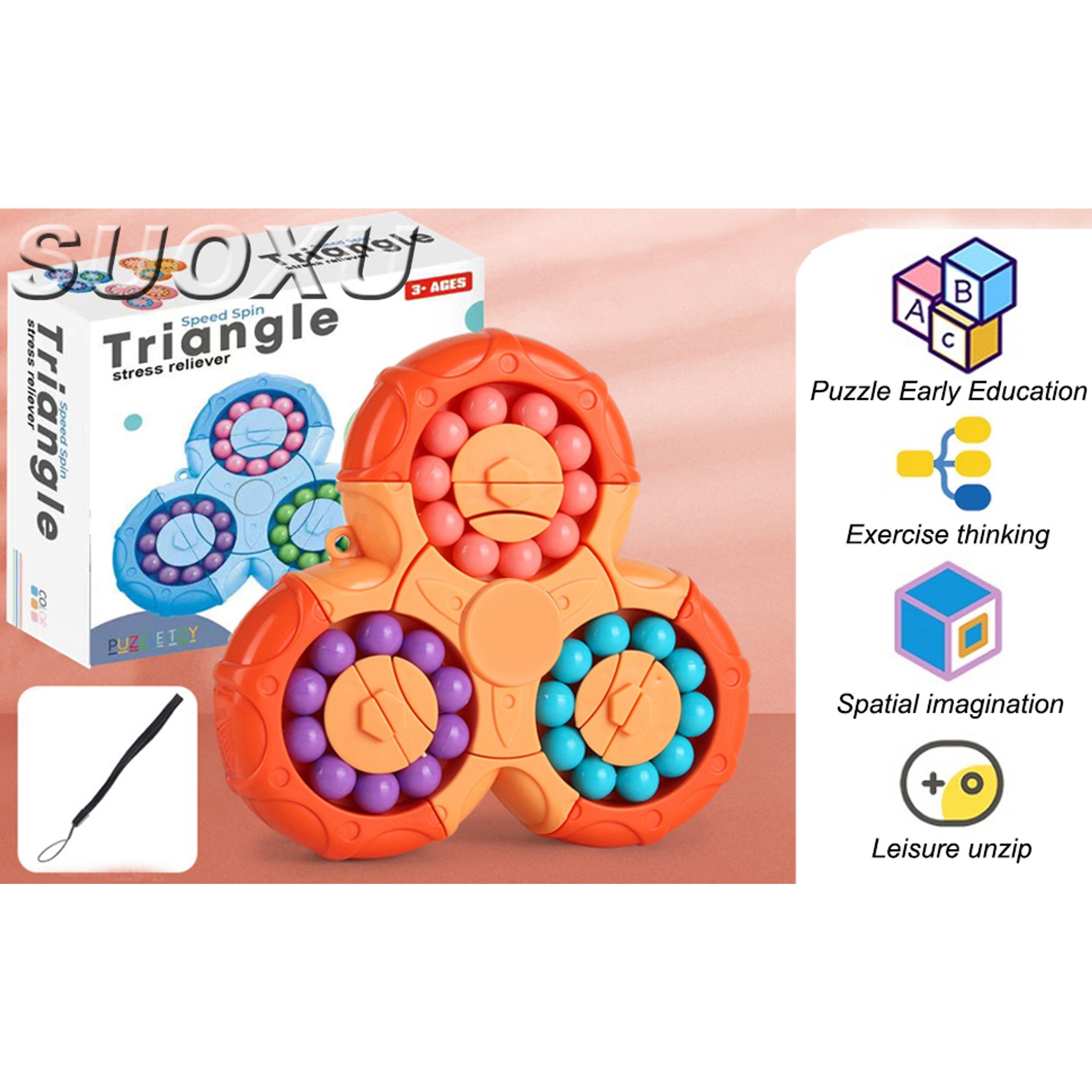 Magic Bean Rotating Brain Teaser Finger Puzzle Toy,Boys Girl Handheld Spinner Stress Anxiety Relief Ball Game Sensory Toys, Gift for Kids Ages 3Above Easter Christmas Birthday New Year (Blue)fidget toys
