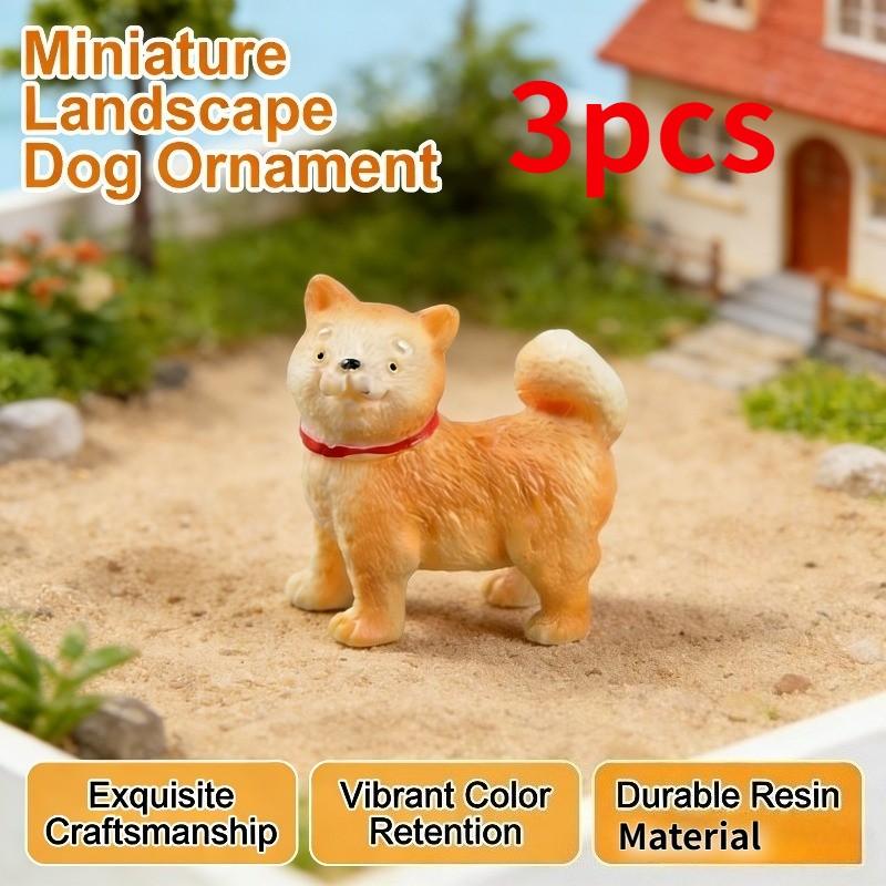 3pcs Mini Shiba Inu Dog Figurine, Realistic Small Puppy Sculpture, Resin Animal Decor, Dollhouse, Eco Bottle, Car Dashboard, DIY Craft, Garden Decoration, Collectible Gift