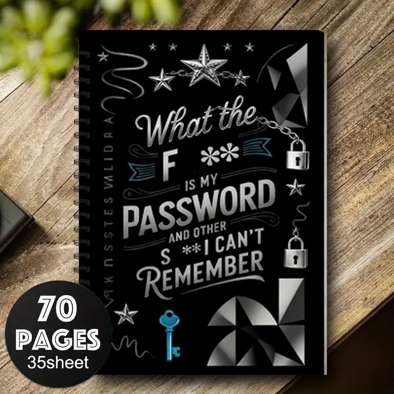 Fun Password Notebook with Generator Pages, Women's Code Diary, Tech Gift for Office & Home, Spiral Bound Password Manager, Travel Diary Notebook