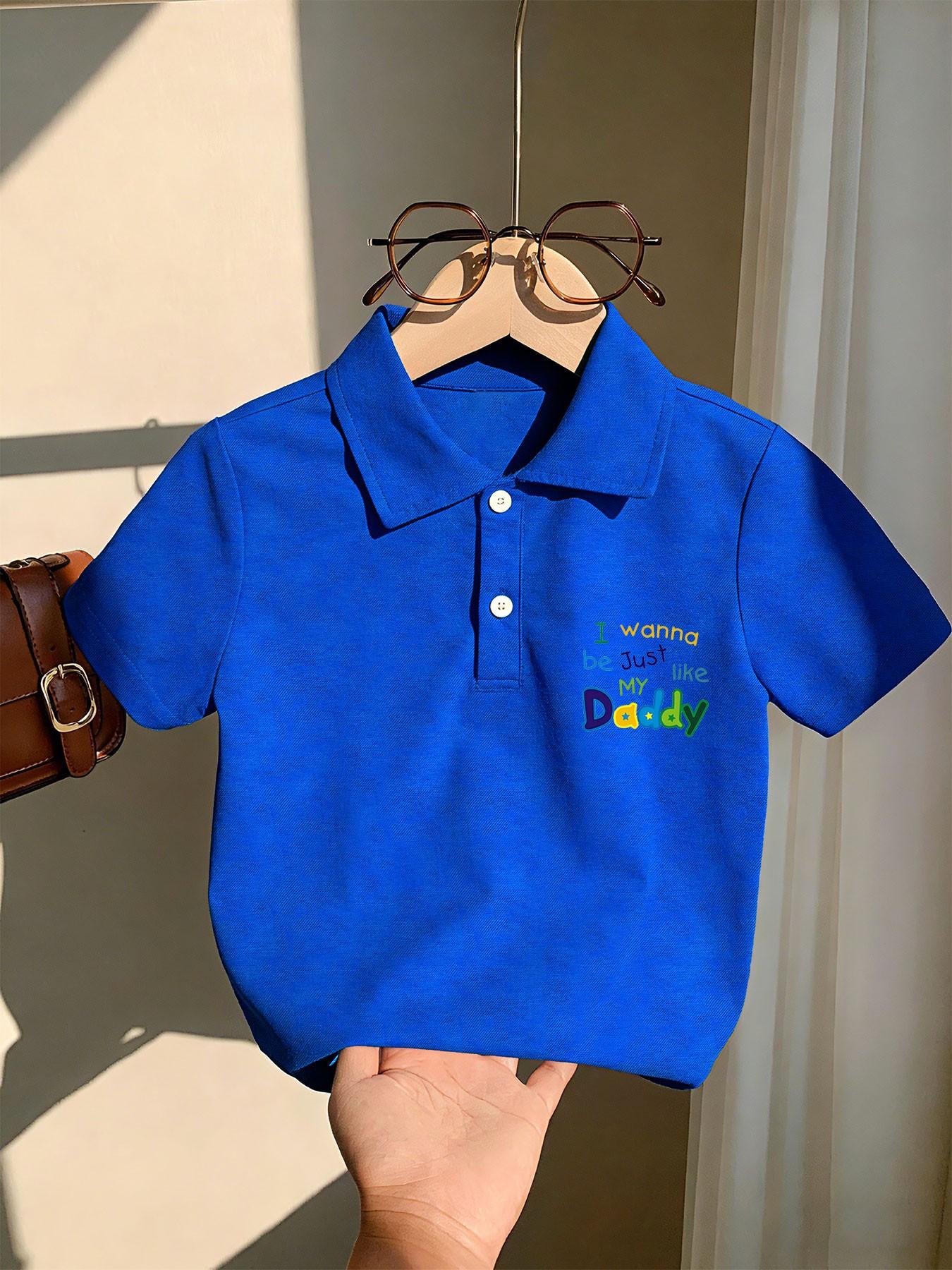 Boys' Growth Message Polo Shirt, Breathable and Comfortable, Ideal for School, Family Outing, Casual Wear, Durable and Sweat-Resistant