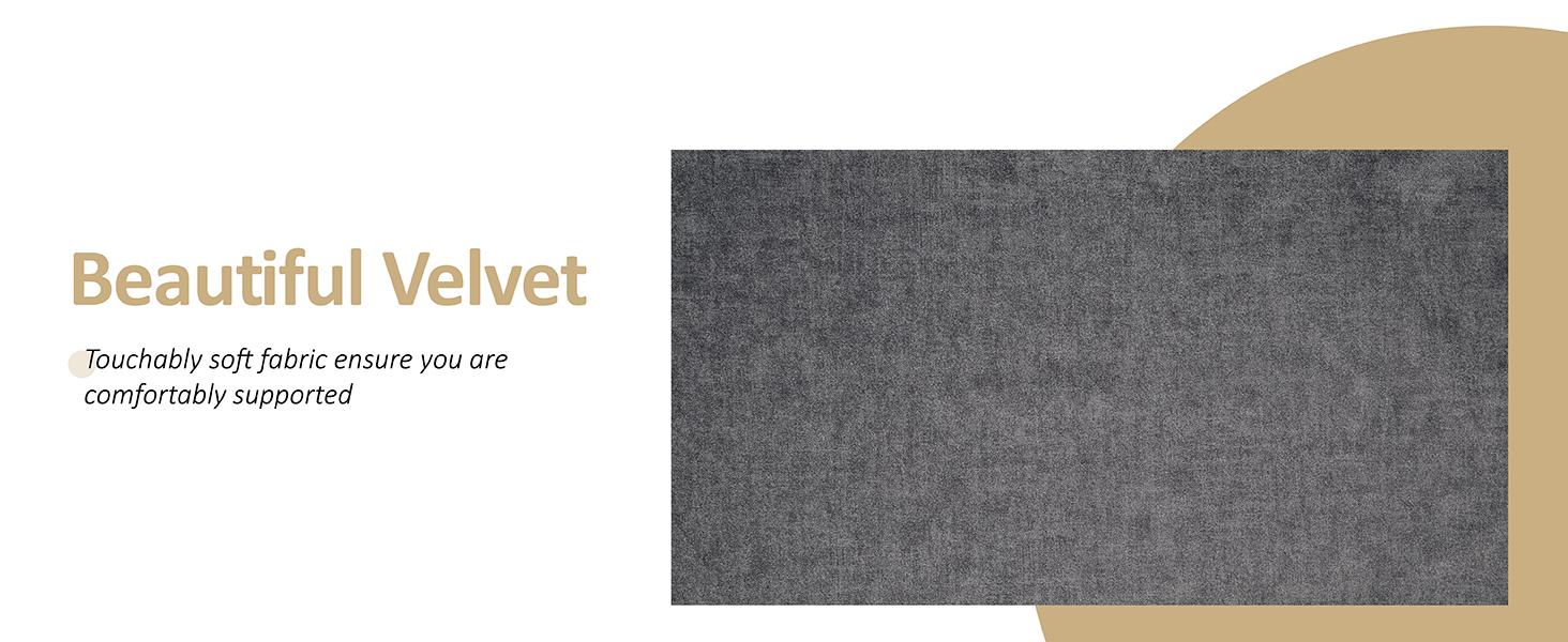 VanAcc Platform Bed Frame, Velvet Upholstered Sleigh Bed with Scroll Wingback Headboard & Footboard/Button Tufted/No Box Spring Required/Easy Assembly