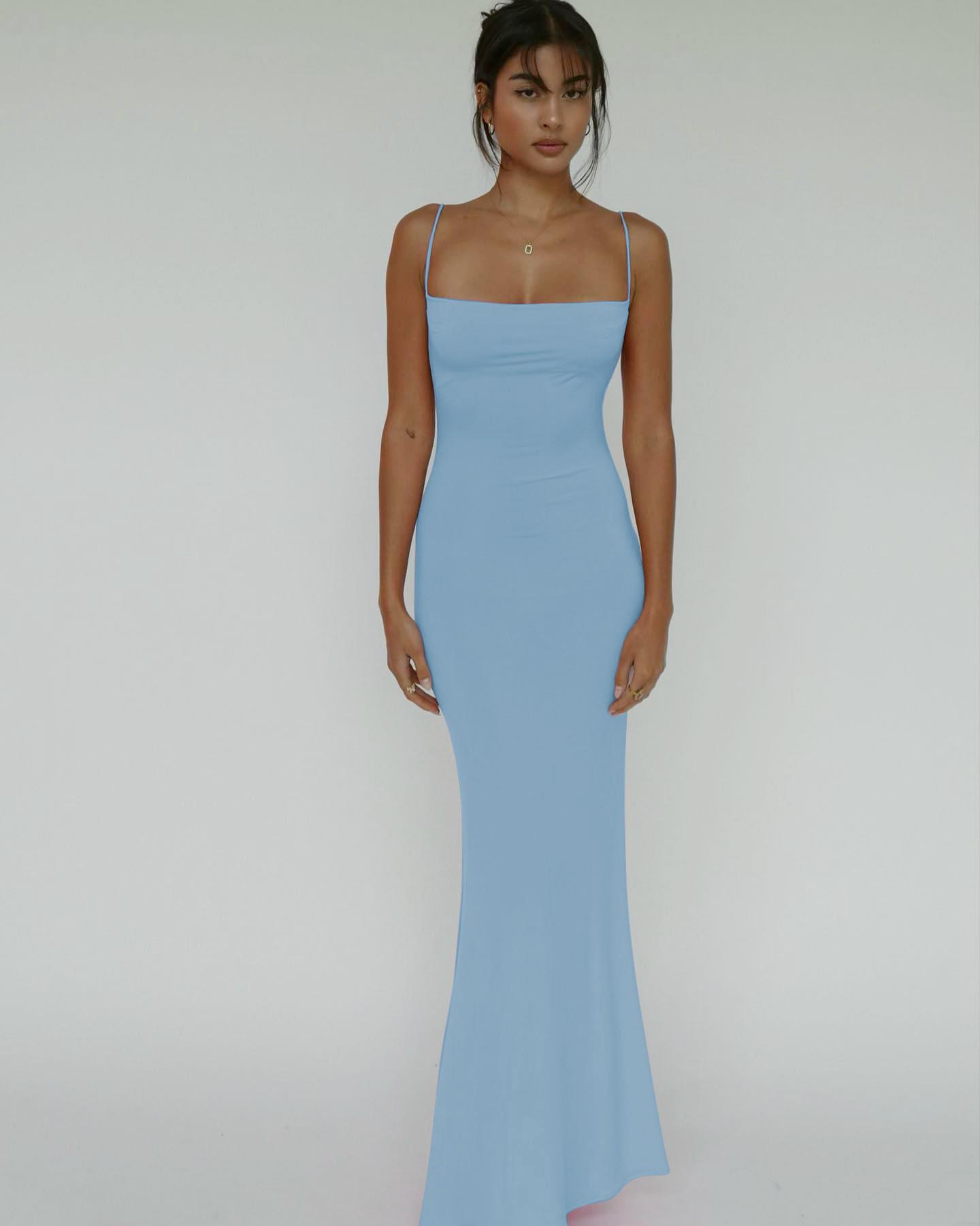 2026 Women'S Sleeveless Backless Bodycon Maxi Dress With Spaghetti Straps For Party Club Vacation Holiday Casual Elegant Evening Outfit Summer Fashion graduation