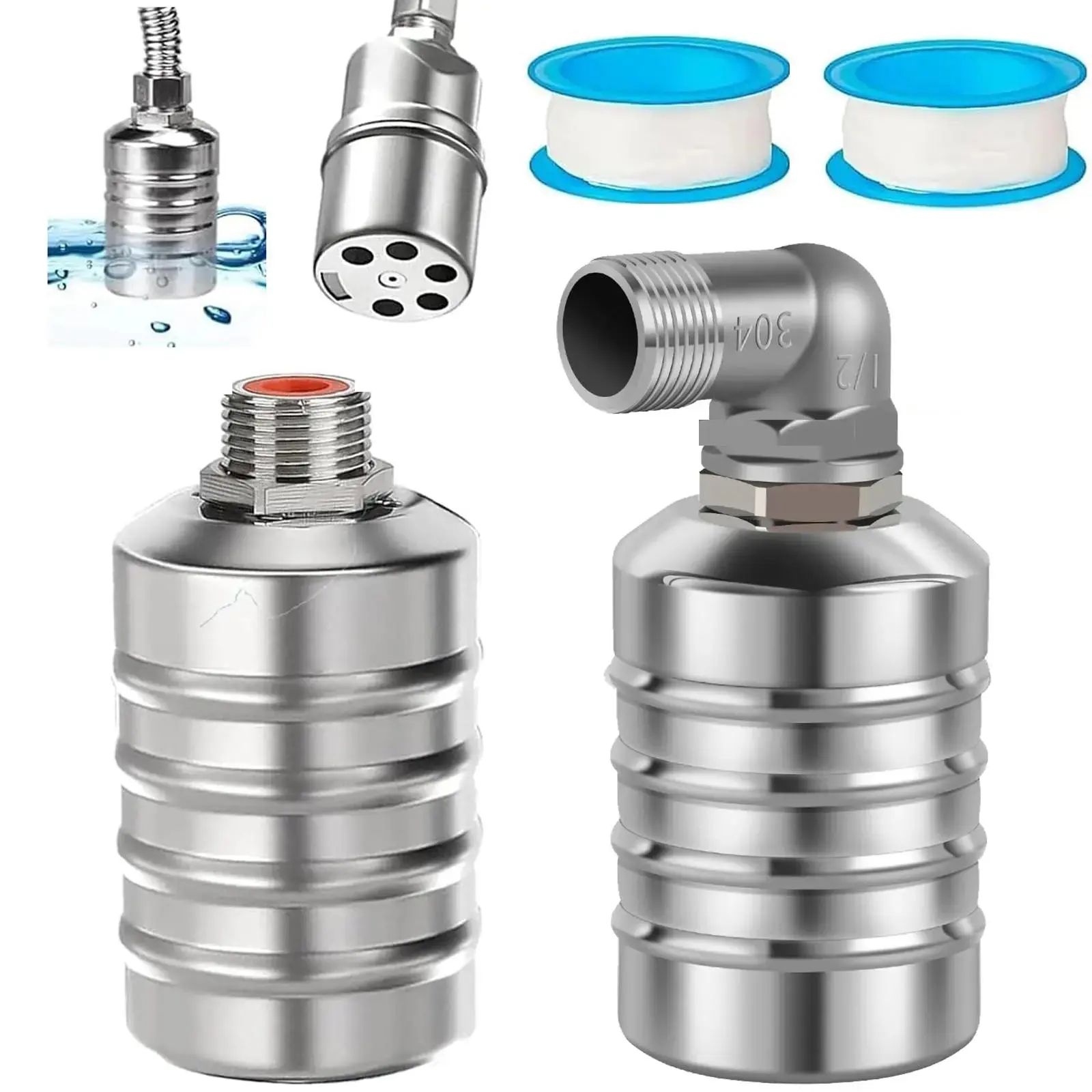 Float Valve 304 Stainless Steel Mini Floating Ball Valve Auto Shut Off Water Intake Safe Water Tank