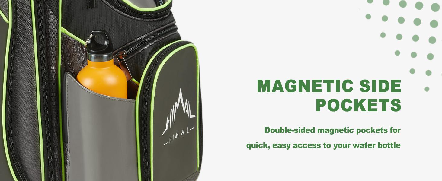 UNIHIMAL 14-Way Golf Cart Bag with Full Length Divider, Premium PU Leather Golf Bag with Plush Top, Magnetic Pocket and Rain Cover for Men