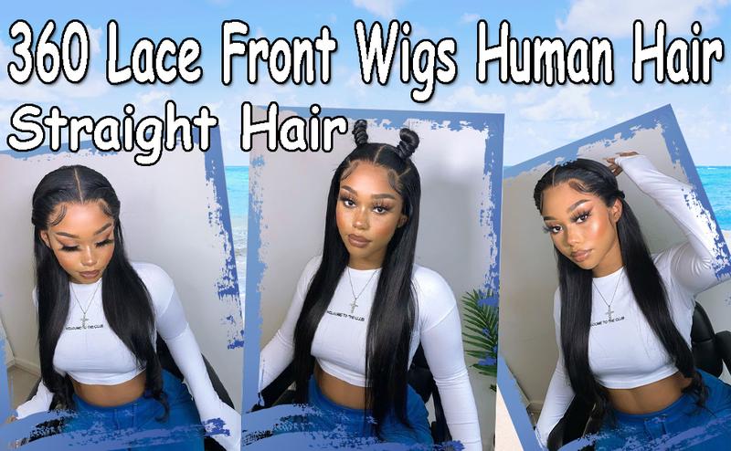 Bling Hair Straight 13x4 Lace Front Wigs Real Hair With Haline Hair 150% Density Transparent Real Hair For Woman Can Make Ponytail and Bun 360 Full Lace Wigs 24 26 28 Inch