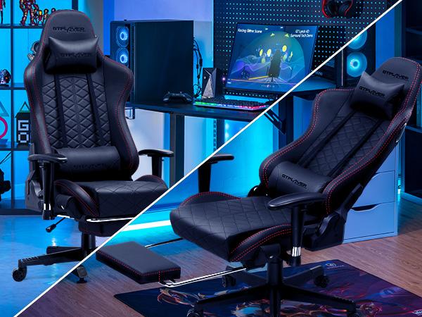 GTPLAYER Gaming Chair, Computer Chair with Bluetooth Speakers, High Back Ergonomic Office Chair Desk Chair with Lumbar Support, Height Adjustable Game Chair with Footrest 330LBS, Comfy Seat, Cool Chair