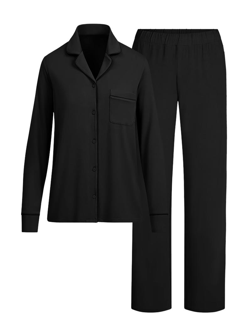 2026 Women's 2-Piece Pajama Set, Soft Lounge Sets, Soft Modal Fabric, Button-Up Top & Wide-Leg Pants, Comfortable Loungewear for Women