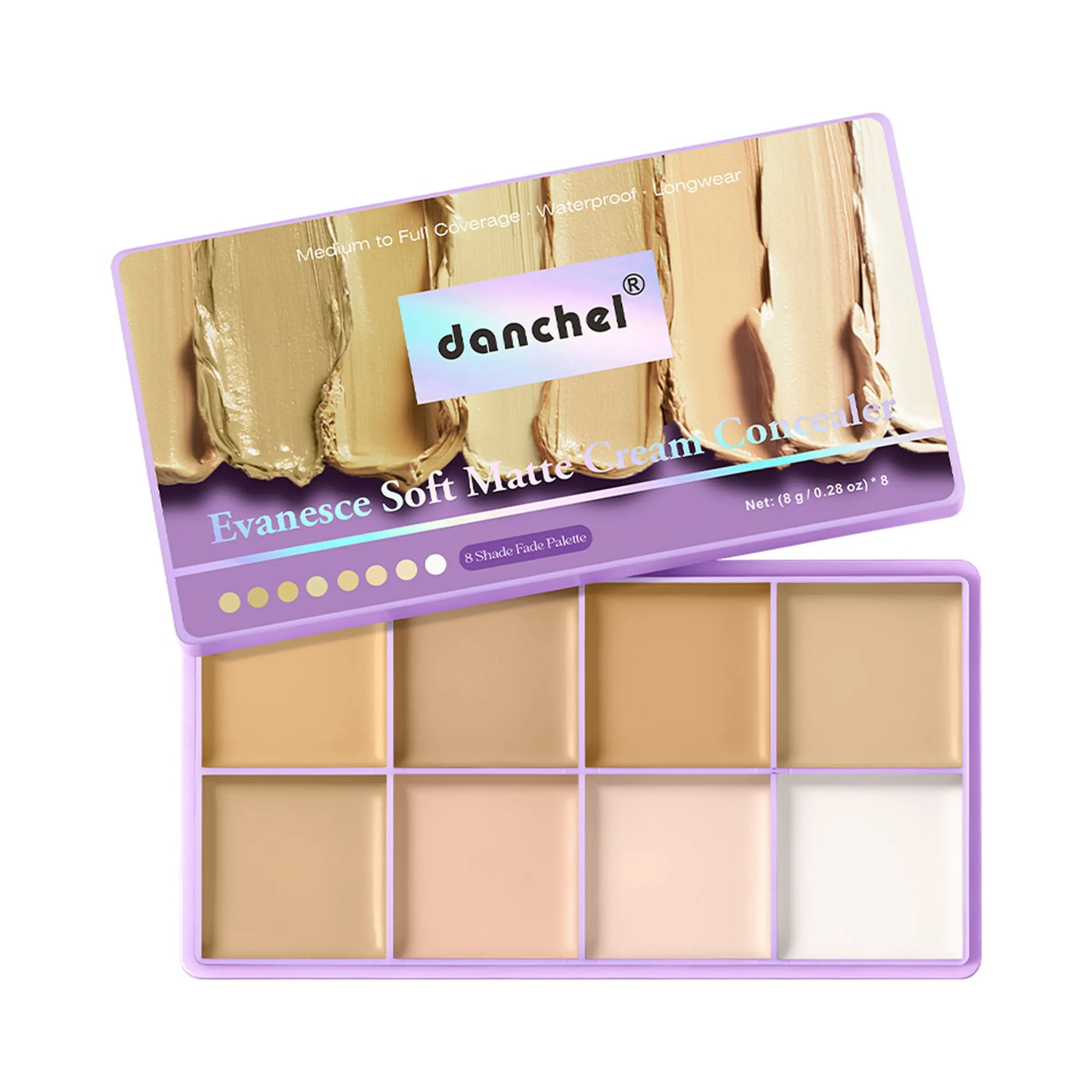 Danchel 8 Color Cream Concealer Palette Full Face Sculpting Contour Highlight Cover Acne Dark Spots Multifunctional Makeup Camouflage Palette
