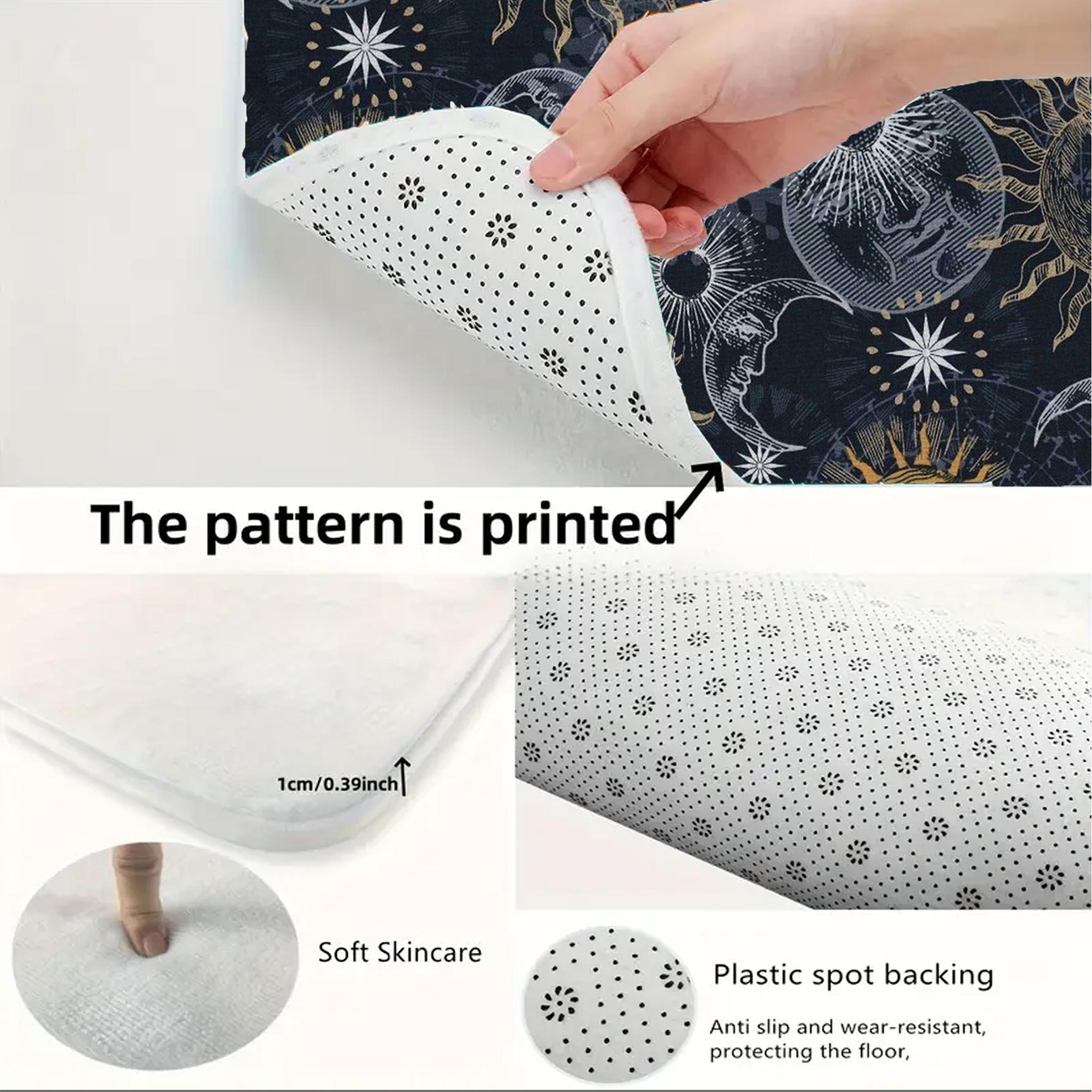 Sun, moon, stars and celestial patterns 1-Piece Bathroom Mat, Soft Bath Mat, Absorbent High-Quality Bathroom Carpet, Non-Slip and Comfortable Bathroom Mat, Suitable for Bathroom Floors, Sinks,