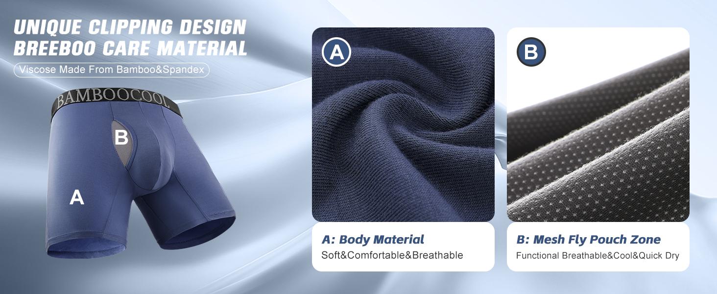 BAMBOO COOL Men's Breathable Underwear Moisture-Wicking Mesh Boxer Briefs Performance christmas gifts for men 4 &7 Pack Smooth Stretch