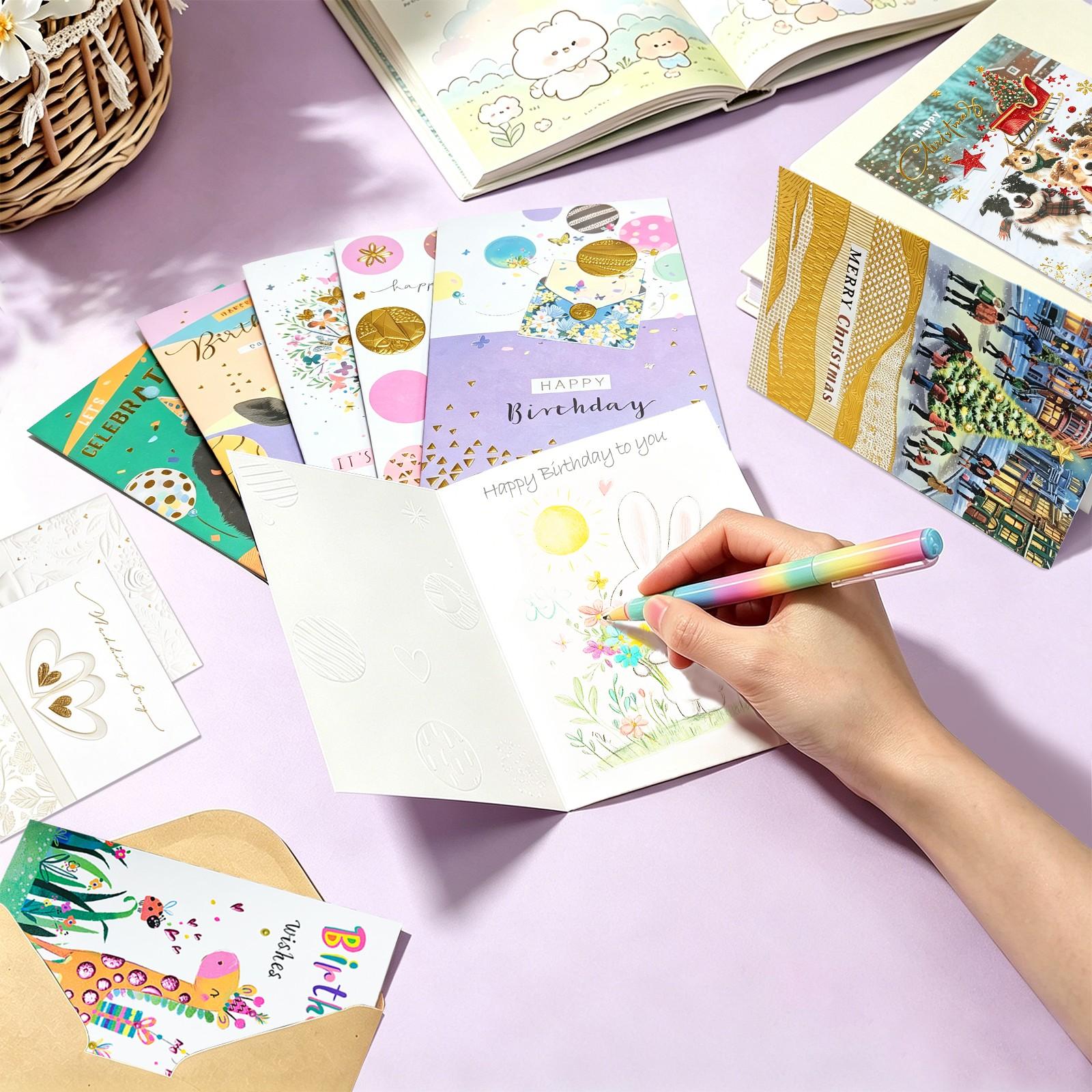 11 pcs Greeting Cards Assortment Set with Envelopes, Fun Birthday Cards, Wedding and Christmas Holiday Cards, Gift Cards for Friends and Family