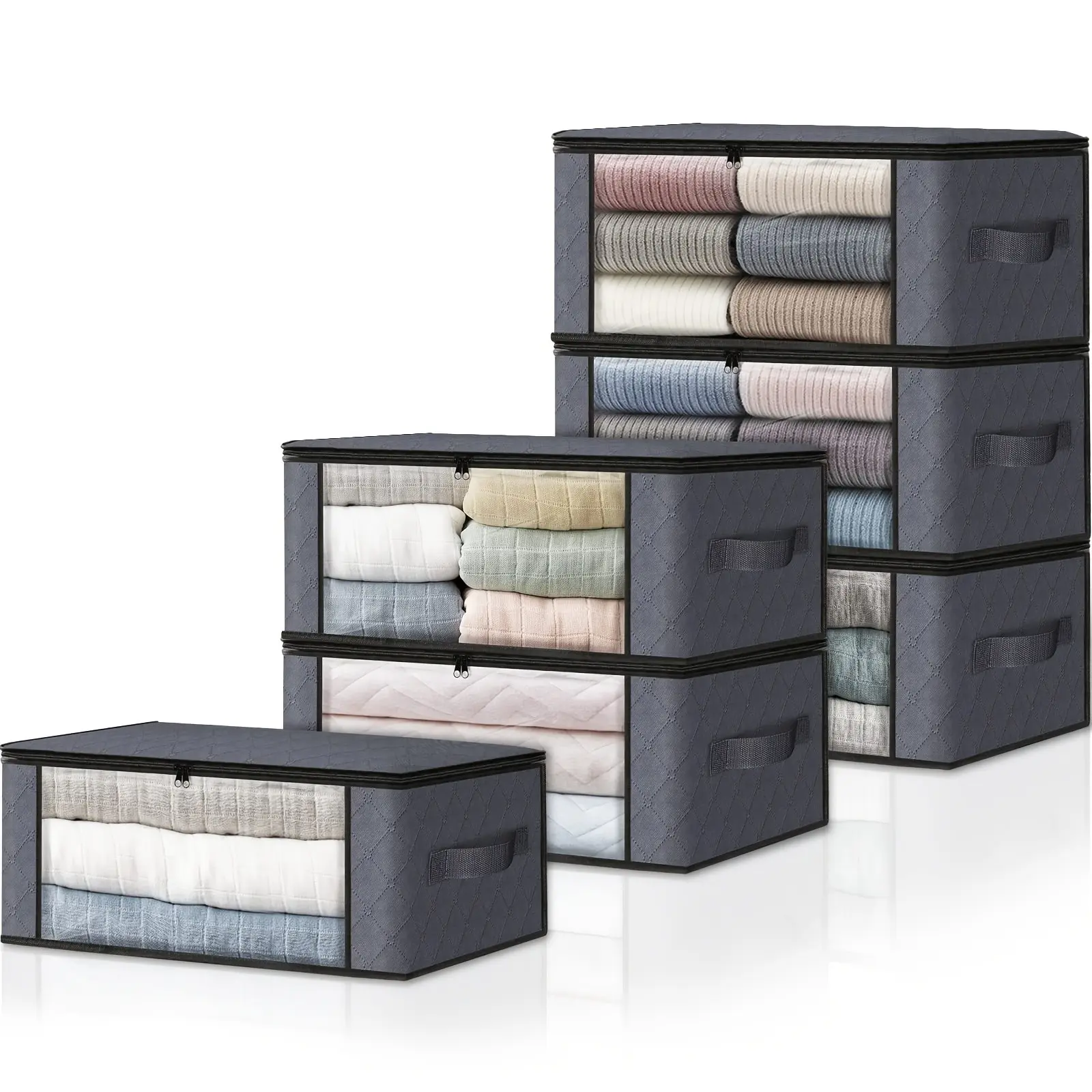 9.25gal Non-Woven Storage Box with Zipper Lock, Dust-Proof, for Clothes, Bedroom, Home, Wardrobe Organization, Under-Bed Storage