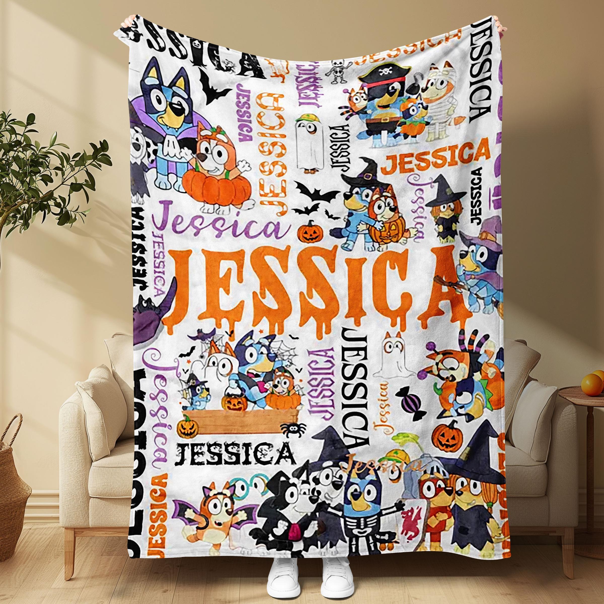 Soft Dog Patchwork Blanket, Perfect Gift for Family/friends, Ideal for Learning/naptime, Pet Bedding, Bedroom Decor, Halloween/birthday Gift