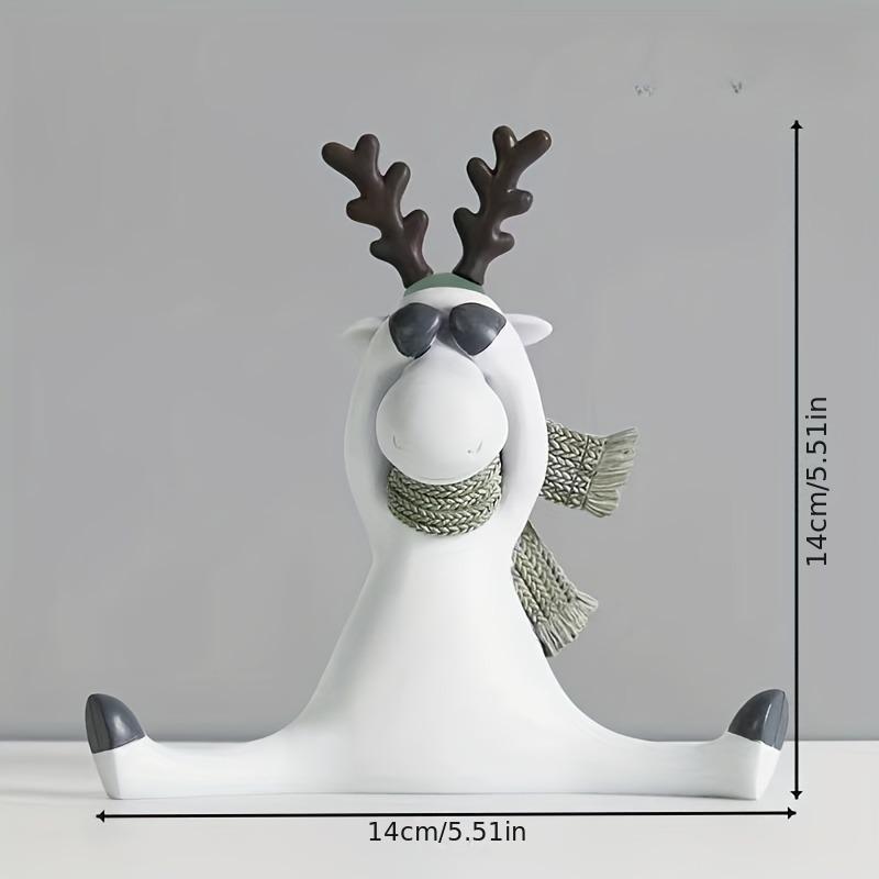 Creative Christmas Reindeer Sculpture Decor, Home Office Deer Statue, Artificial Animal Craft, Festive Holiday Decoration, Resin Ornament