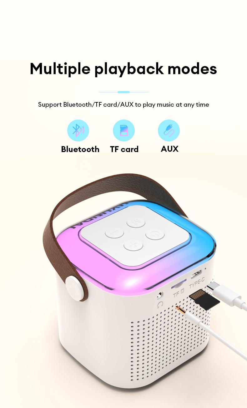 HYUNDAI S13 Portable Wireless Karaoke Bluetooth Speaker With Microphone HIFI Stereo Sound Subwoofers, KTV Speaker Subwoofer With Lighting Effect