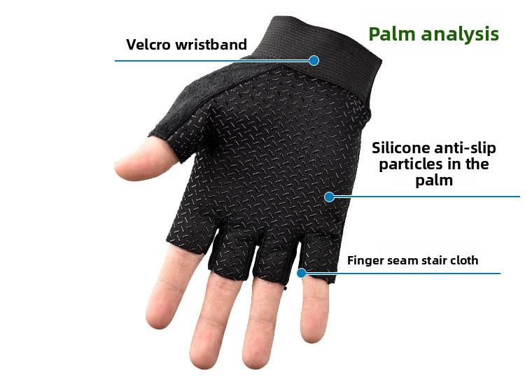 Unisex Adult Half-Finger Bicycle Gloves with Little Seal Print, Anti-Skid Protection for Outdoor Cycling, Fitness - Black