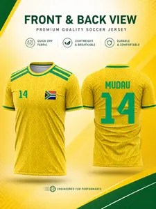 South Africa 2026 Men's Football Team Jersey, Gold Football Jersey - Quick-drying Fabric Sportswear - South African Fan Apparel - Lightweight and Breathable T-shirt